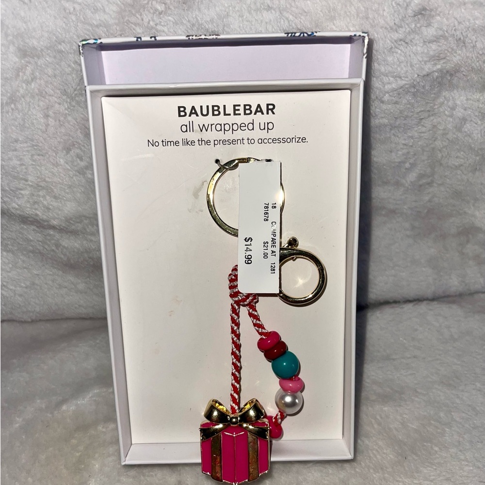 BaubleBar Pink, Gold & Teal Gift Purse Charm Keychain